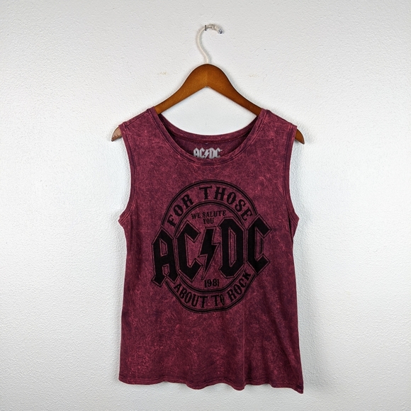 AC/DC | Tops | Acdc Acid Wash Tie Dye Muscle Band Tee | Poshmark